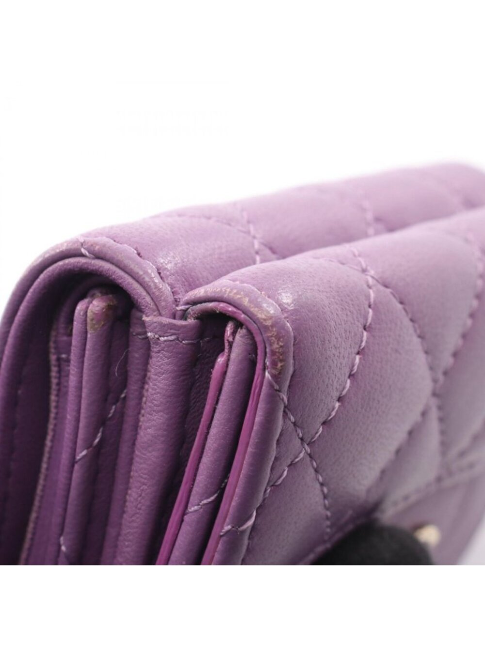 Chanel Trifold Wallet Classic Small Flap Quilted Purple Lambskin - Picture 11 of 12